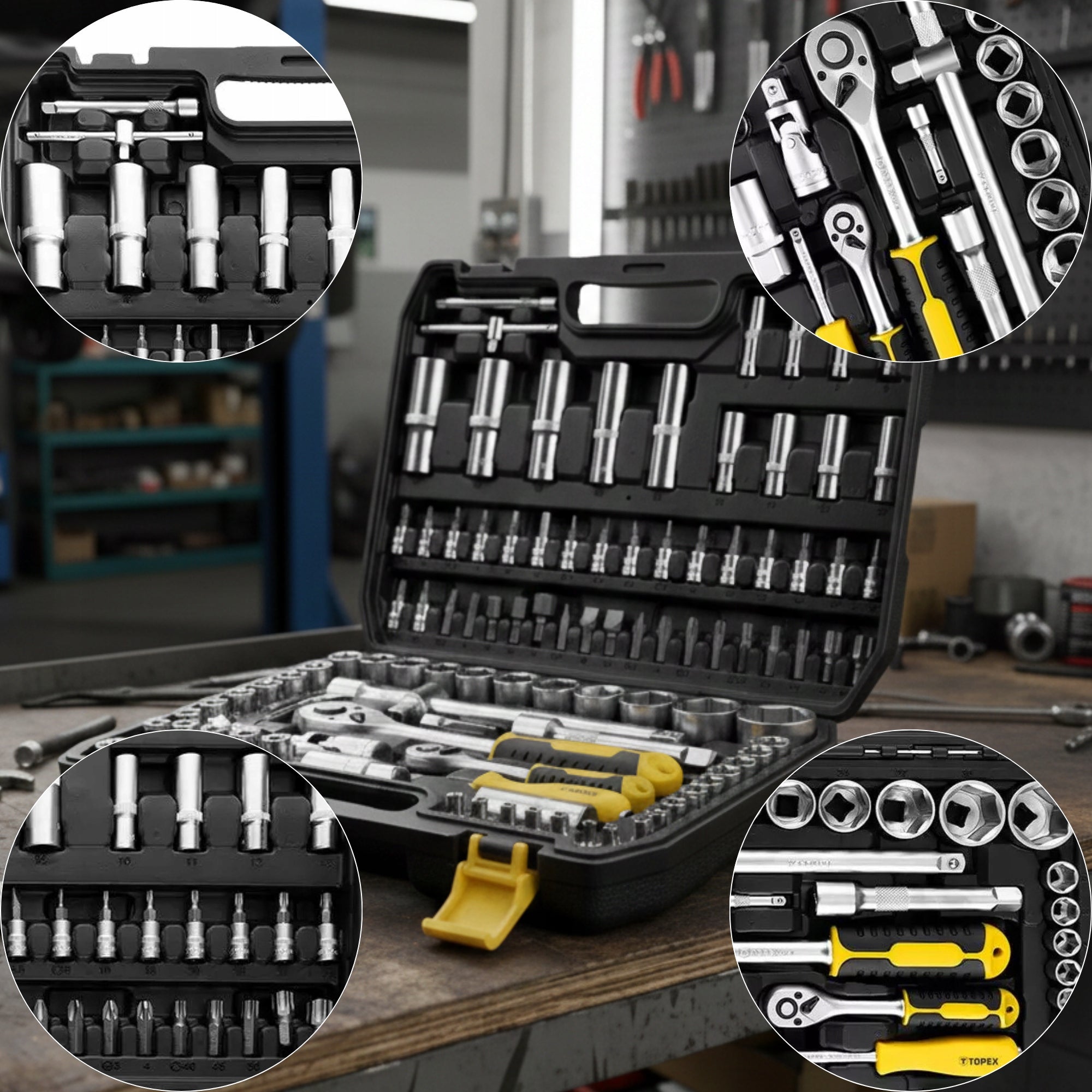 SOCKET WRENCH SET 110 ELEMENTS 1/2" 1/4" CRV STRONG SOCKET WRENCHES Manufacturer code 38D849
