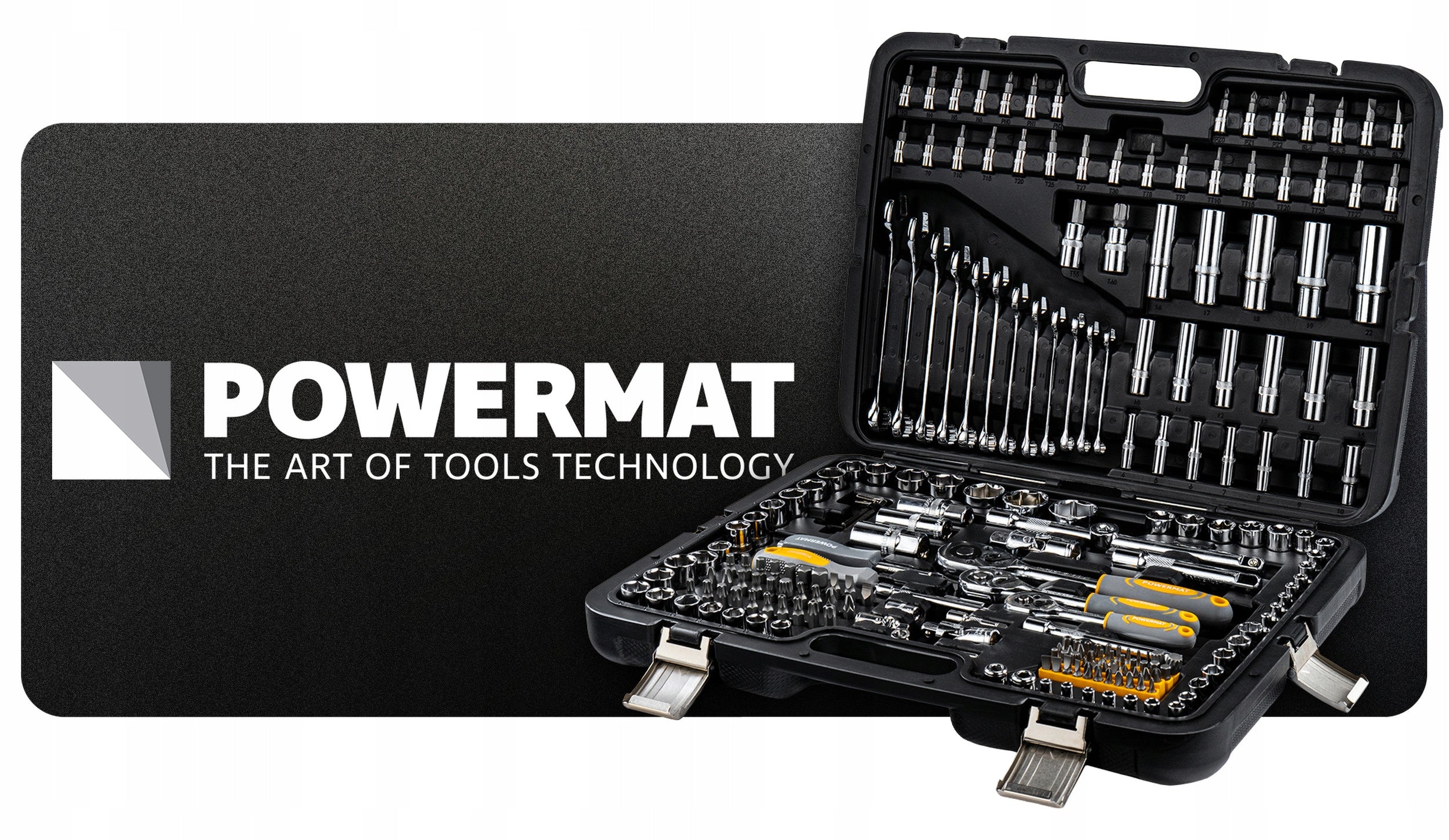 SOCKET WRENCH SET 216 ELEMENTS RATCHET 1/2"3/8"1/4" CrV SUITCASE Brand Powermat