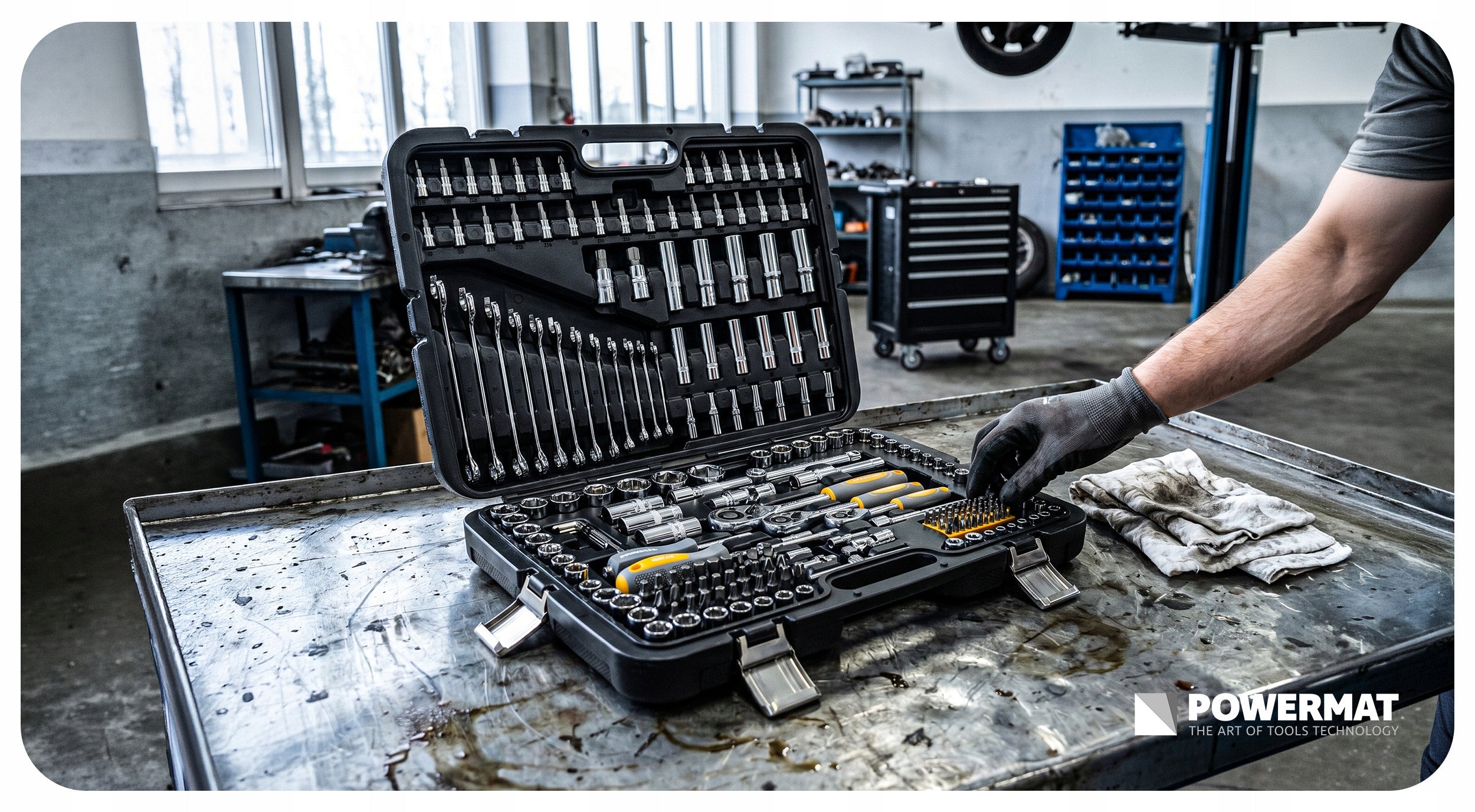 SOCKET WRENCH SET 216 ELEMENTS RATCHET 1/2"3/8"1/4" CrV SUITCASE Manufacturer code PM1613