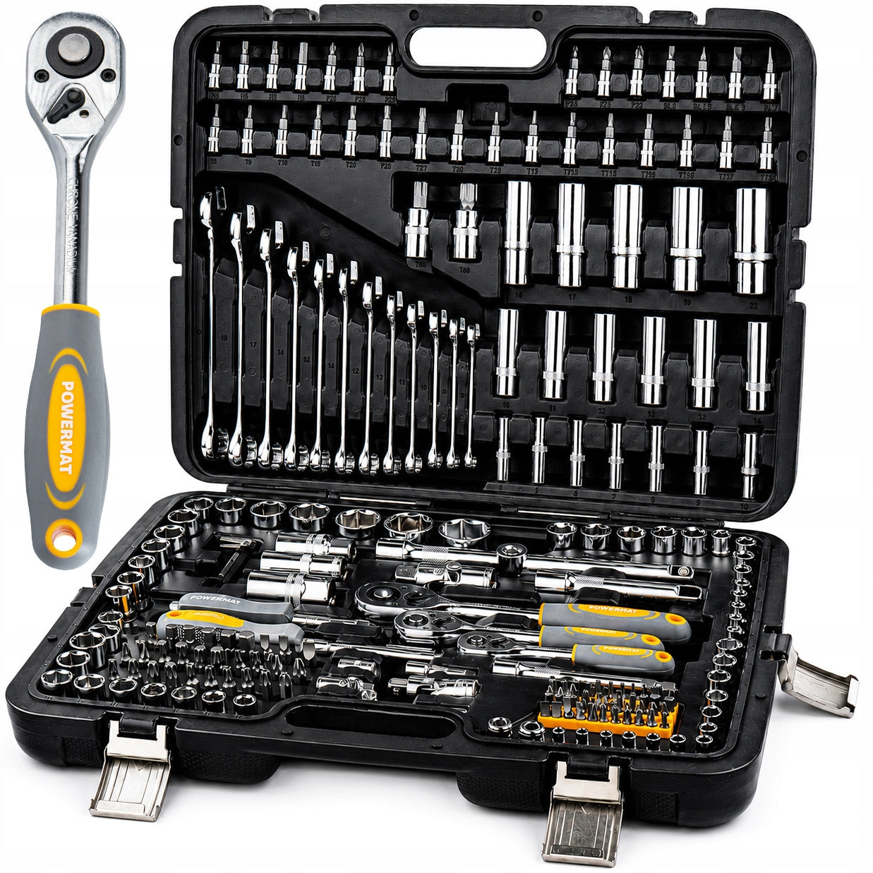 SOCKET WRENCH SET 216 ELEMENTS RATCHET 1/2"3/8"1/4" CrV SUITCASE