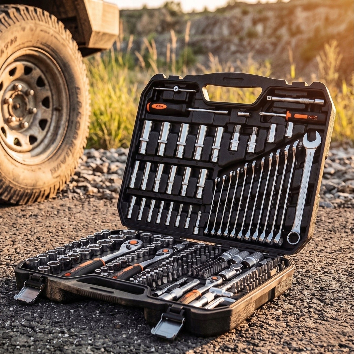 SOCKET WRENCH SET 219 EL. 1/2" 1/4" 3/8" LARGE PROFESSIONAL SET Product weight with unit packaging 11 kg