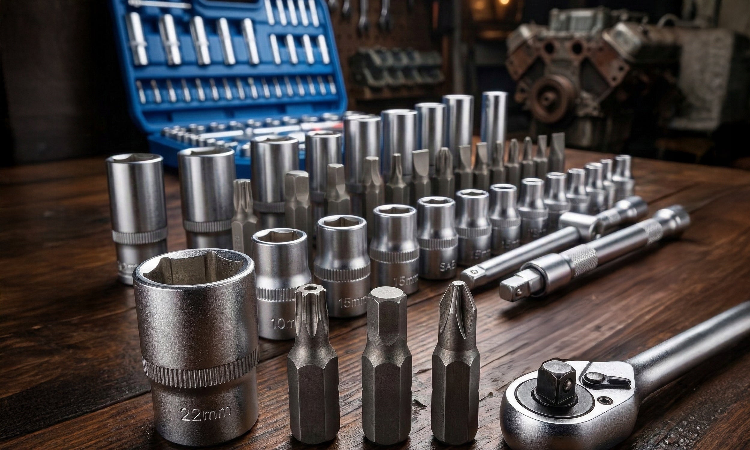 SOCKET WRENCH SET RATCHET 1/2 1/4 SOCKET WRENCHES 108 EL SUITCASE Brand Force Tools