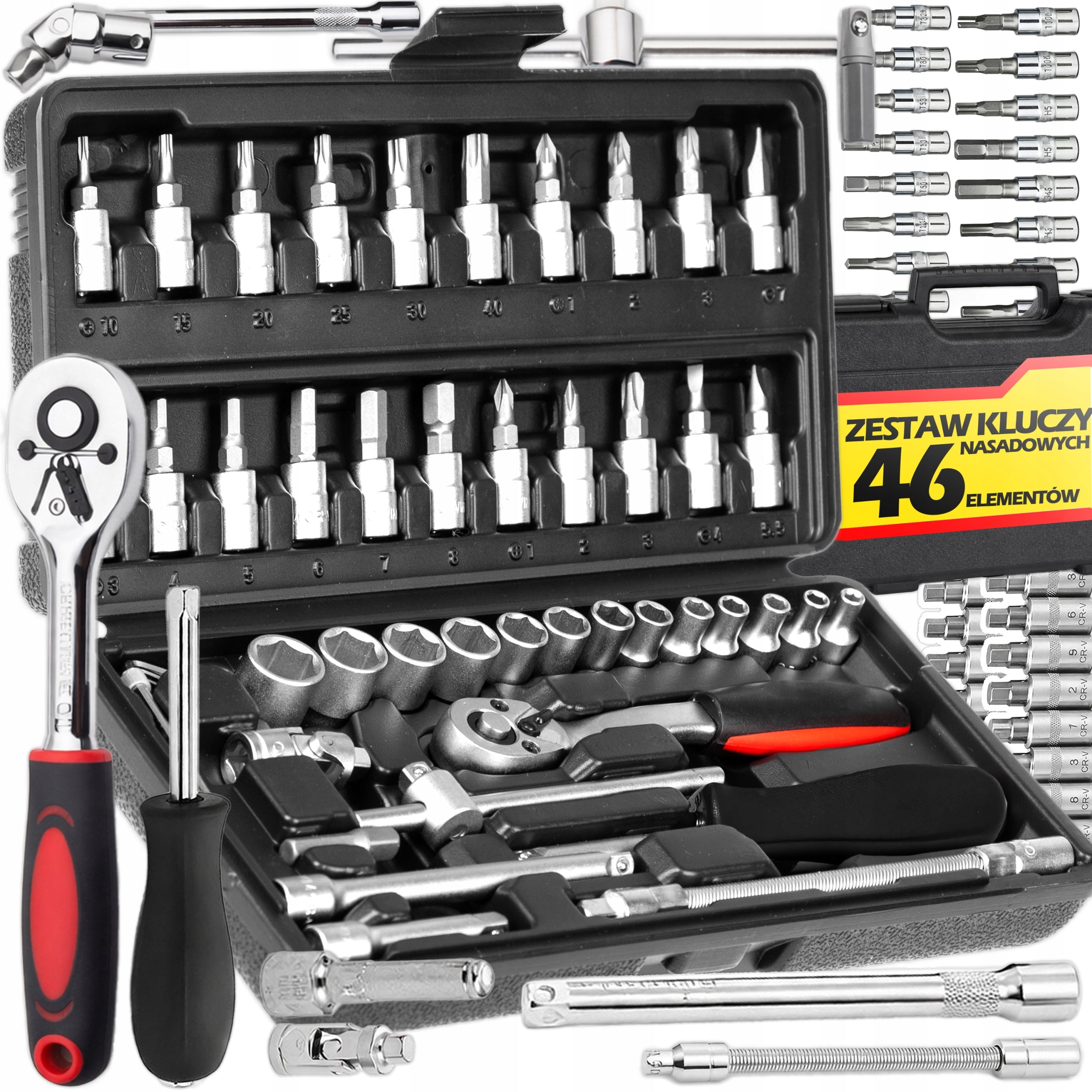 SOCKET WRENCH SET SOCKET TOOL RATCHET CAP 46 EL BITS