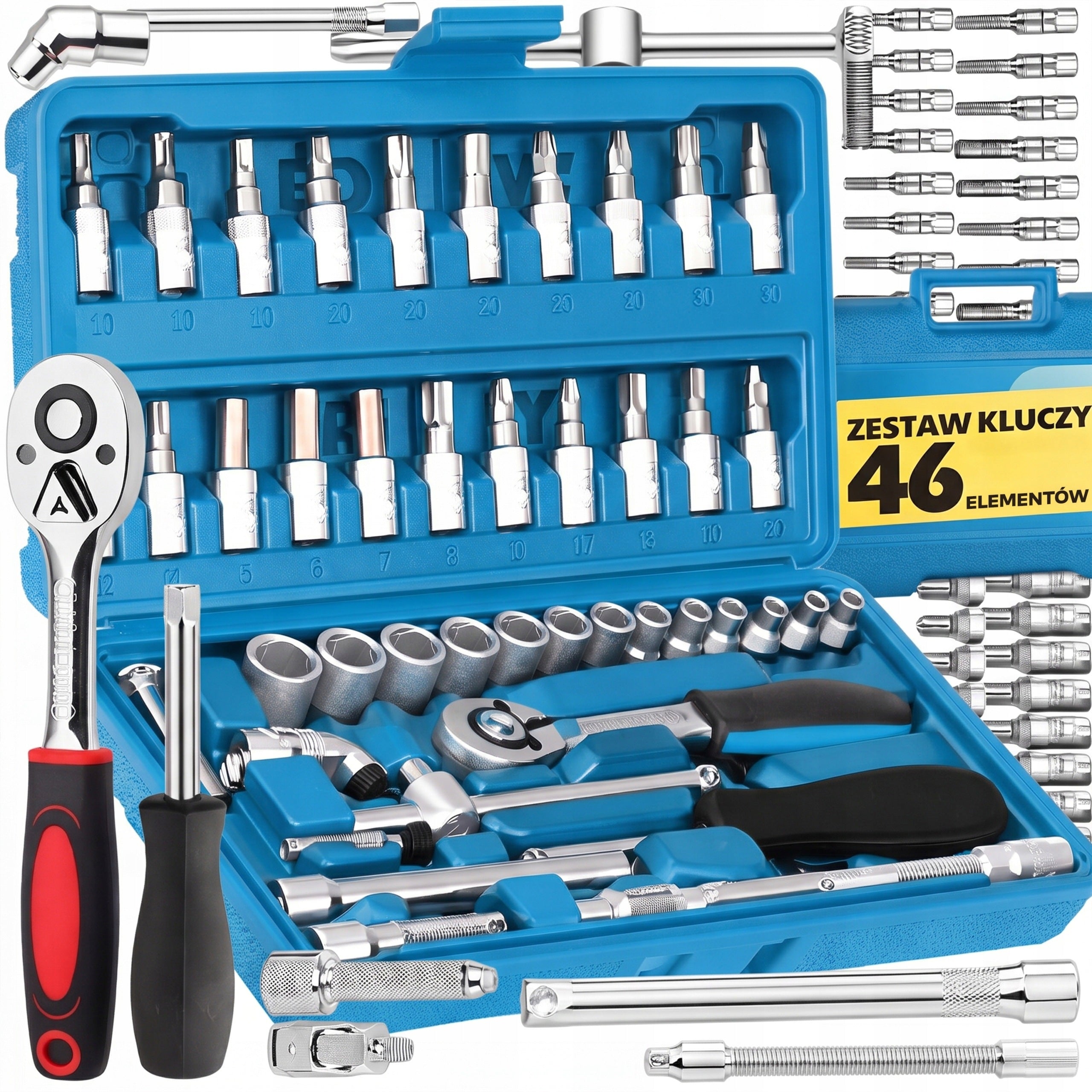 SOCKET WRENCH SET SOCKET TOOL RATCHET CAP 46 EL BITS
