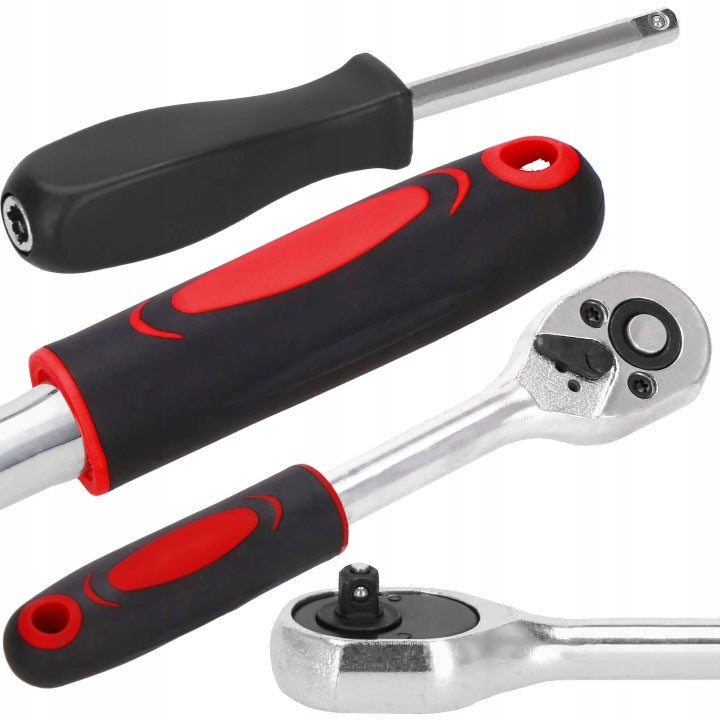 SOCKET WRENCH SET SOCKET WRENCHES BITS RATCHET ADAPTERS 46 ELEMENTS. Product weight with unit packaging 0.45 kg