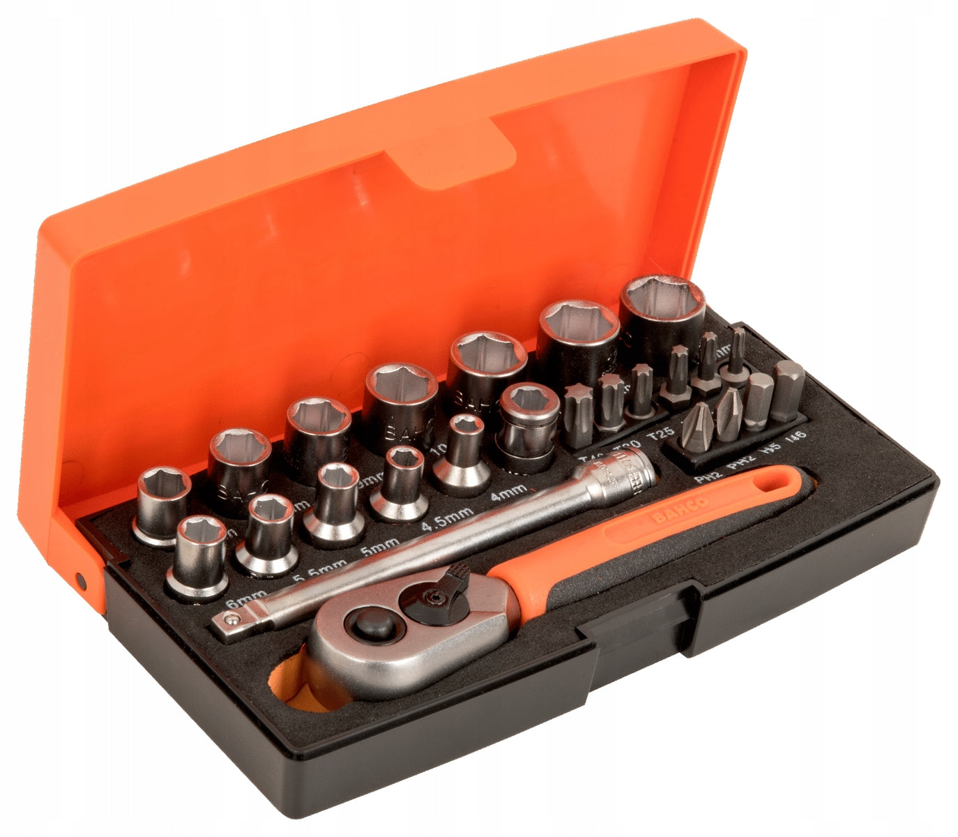 SOCKET WRENCH SOCKET SET 1/4" 25 EL. BITS RATCHET BACHO SL25