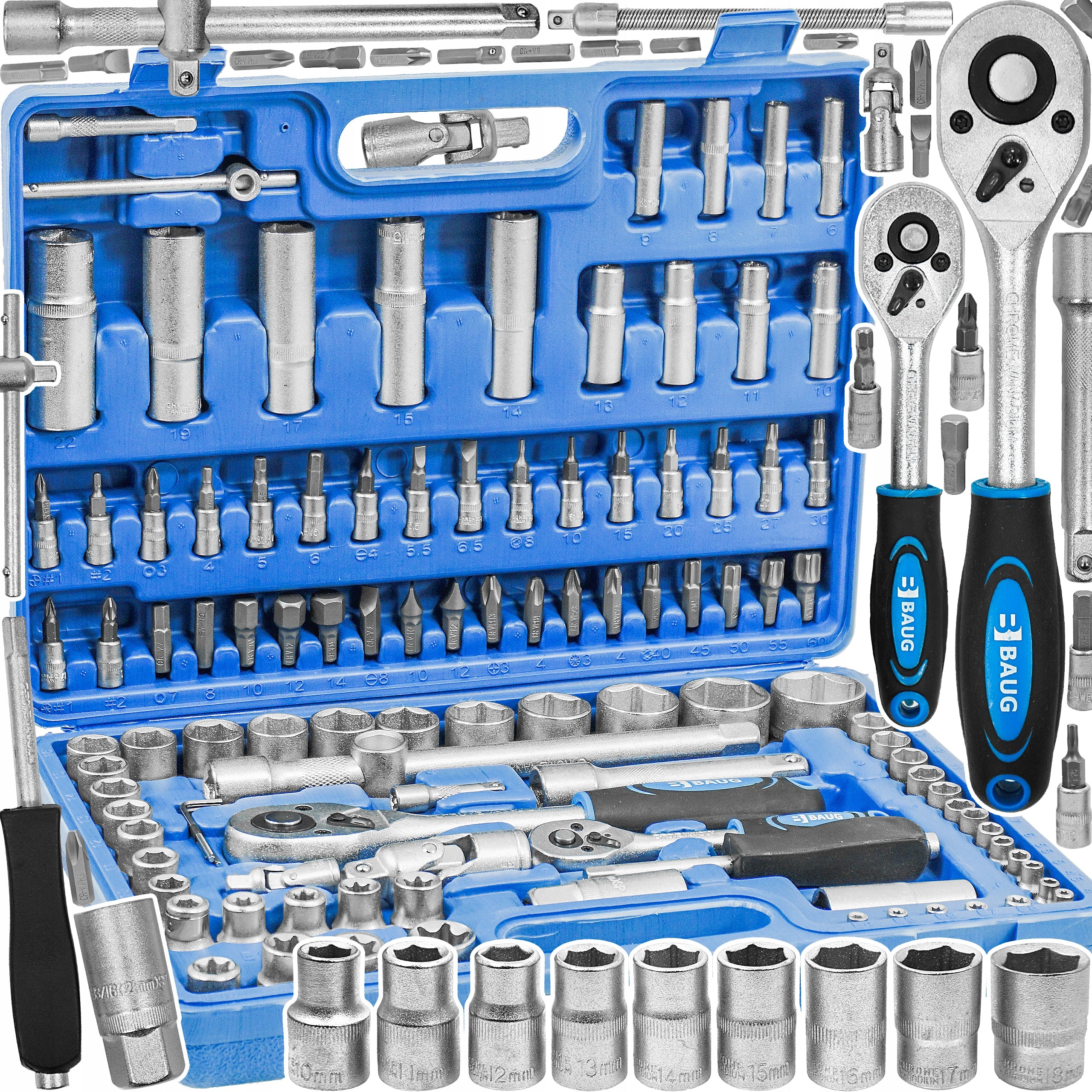 SOCKET WRENCH TOOL SET 108 SOCKET WRENCHES 1/4" 1/2" TORX BITS
