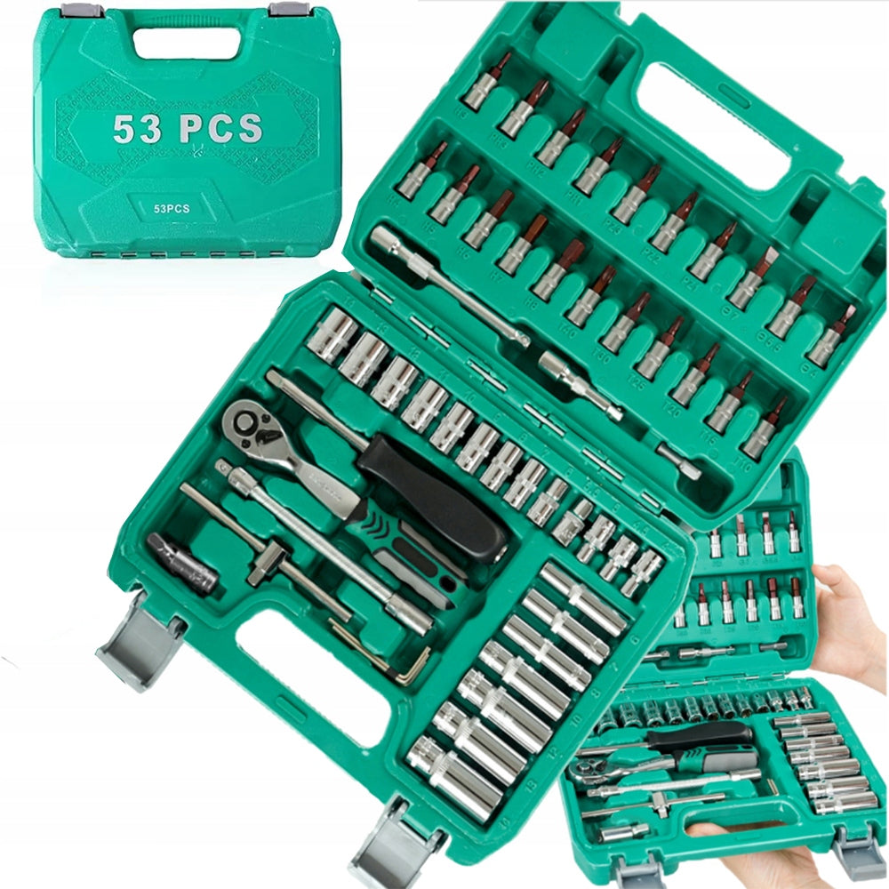 SOCKET WRENCH TOOL SET RATCHET BITS ALLEN TORX SUITCASE 53 EL