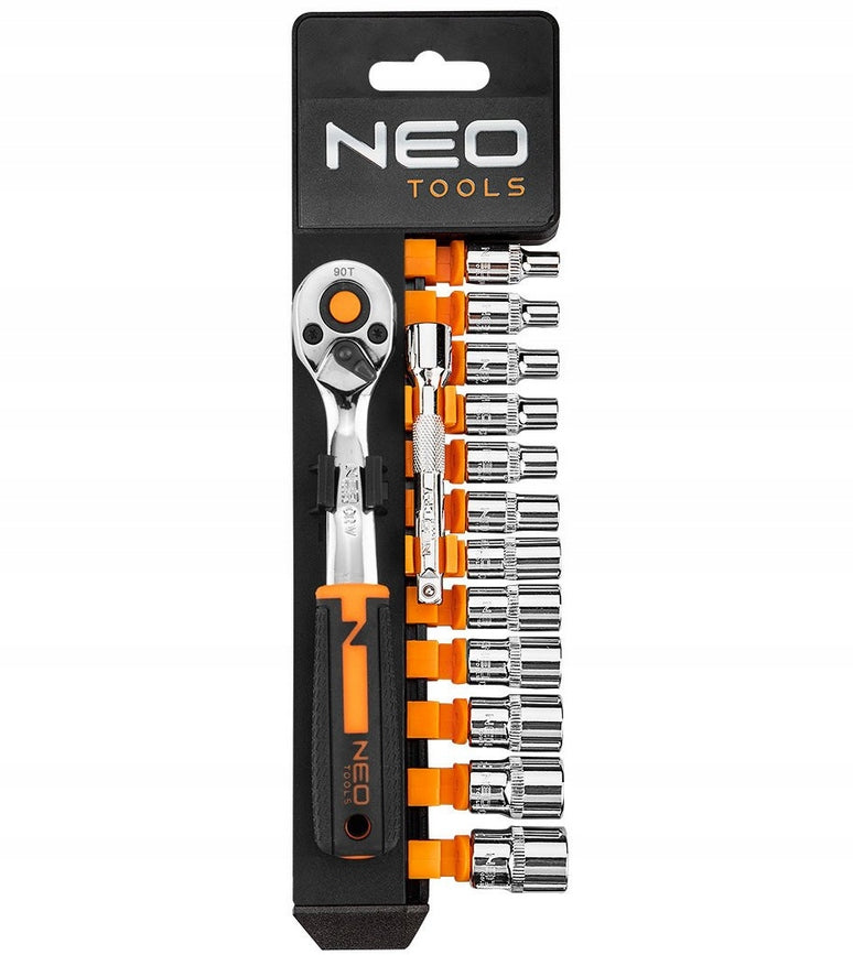 SOCKET WRENCHES 1/4 SET 14 PCS 6-ANGLE 10-000 NEO TOOLS