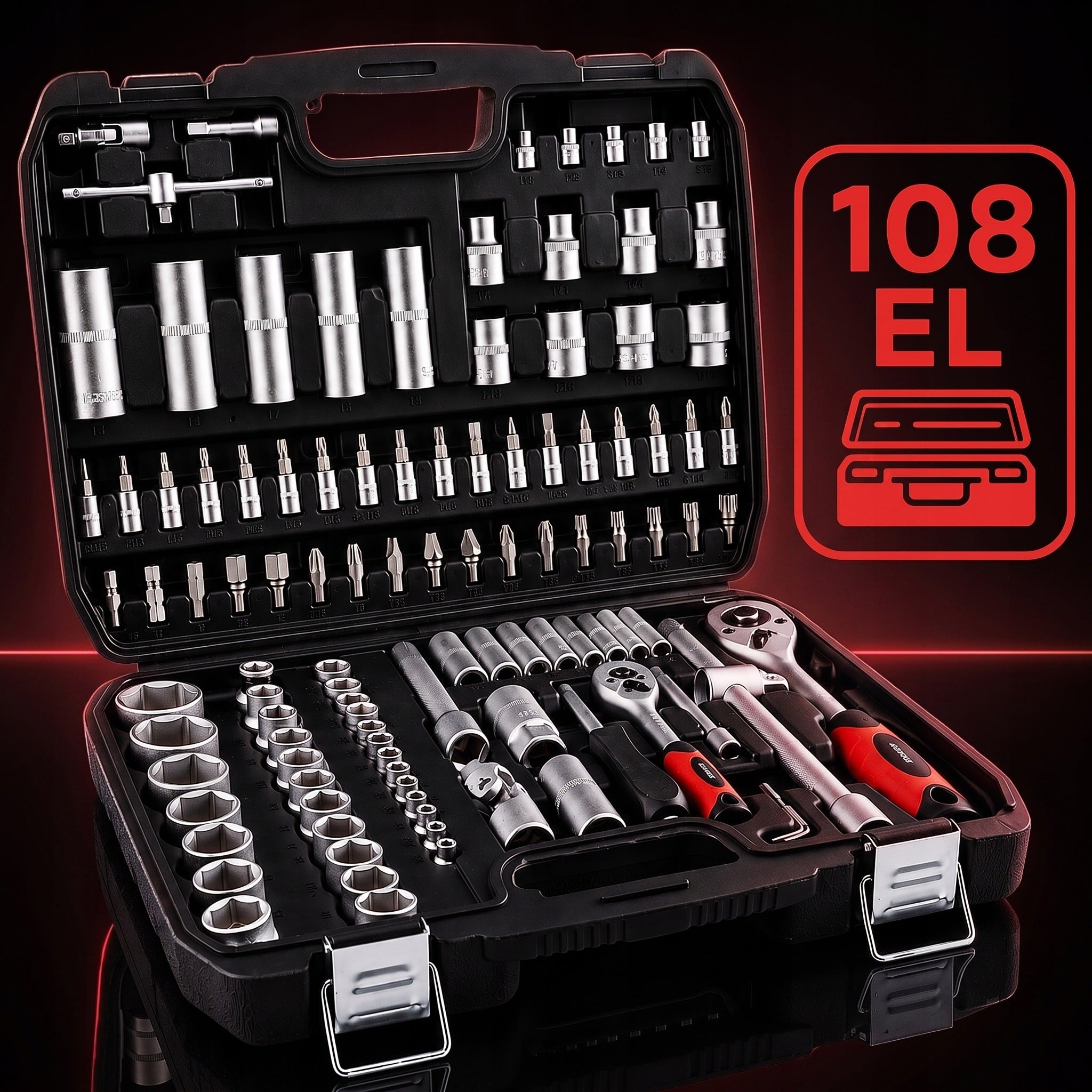 SOCKET WRENCHES 108 SET OF SOCKET WRENCHES TOOLS BITS TORX RATCHET Manufacturer code V39053