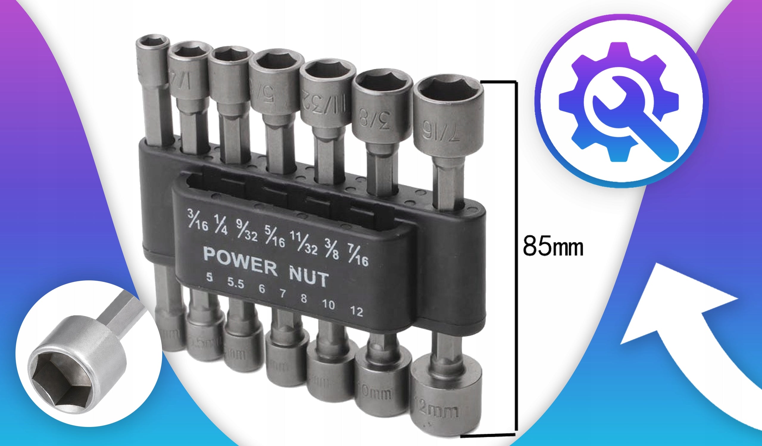 SOCKET WRENCHES FOR SCREWDRIVER BITS SET WITH CASE 14pcs 3/16 5-12mm Manufacturer code ZESTAW NASADEK 5-12 mm 3/16 - 7/16 totalstore