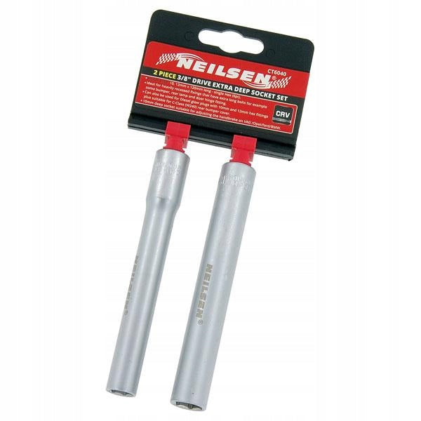 SOCKET WRENCHES LONG 10 12 MM 120MM NEILSEN FOR BUMPERS, LAMPS, CANDLES Brand Neilsen