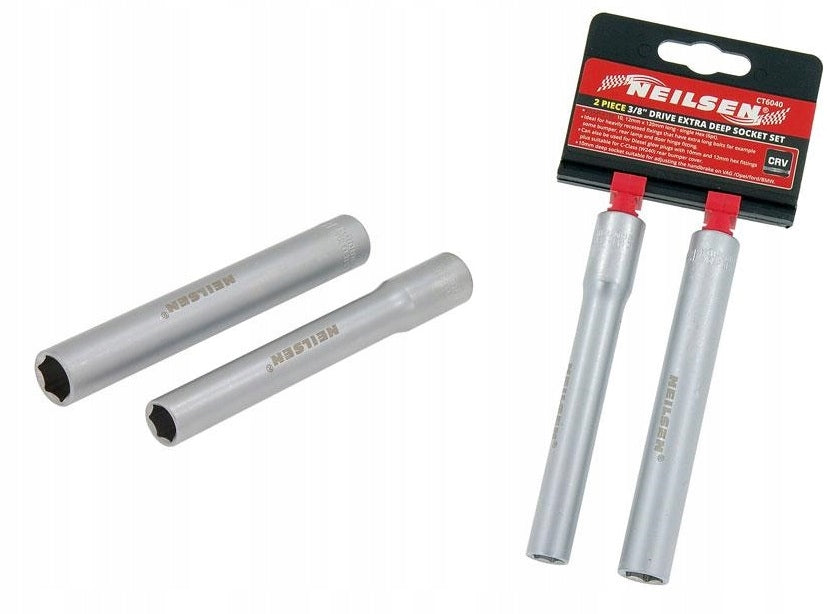 SOCKET WRENCHES LONG 10 12 MM 120MM NEILSEN FOR BUMPERS, LAMPS, CANDLES