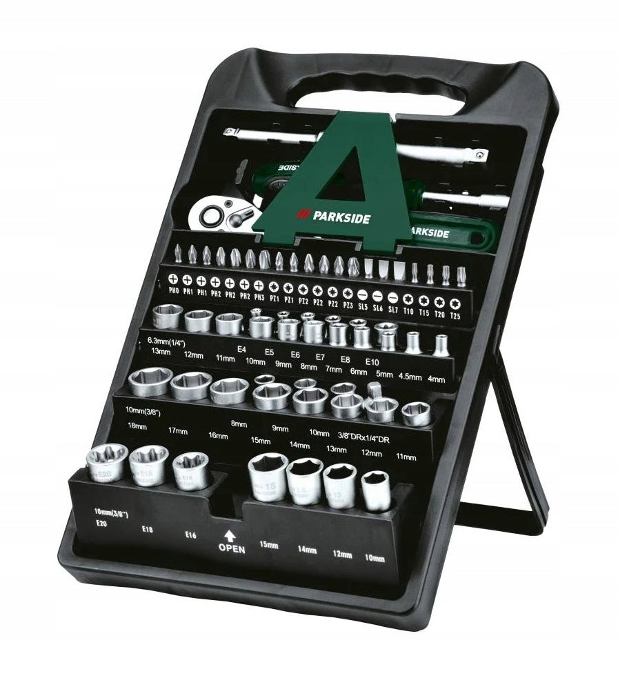 SOCKET WRENCHES PARKSIDE SOCKET WRENCH SET BITS RATCHET 61 PCS. Packaging status original