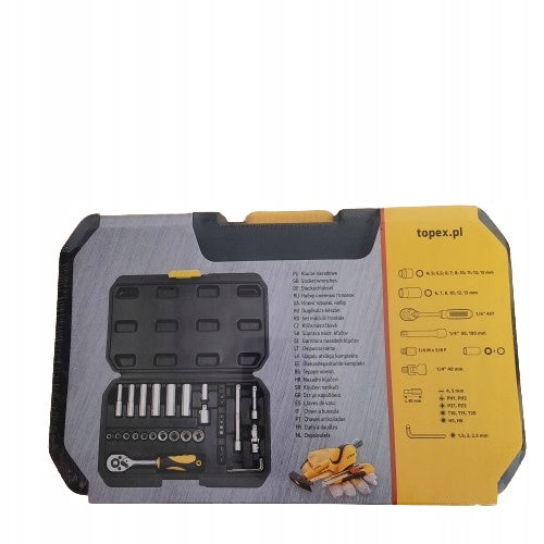 SOCKET WRENCHES SET WITH SUITCASE 1/4" 36 pcs TOPEX 38D6690 Set elements socket wrenches