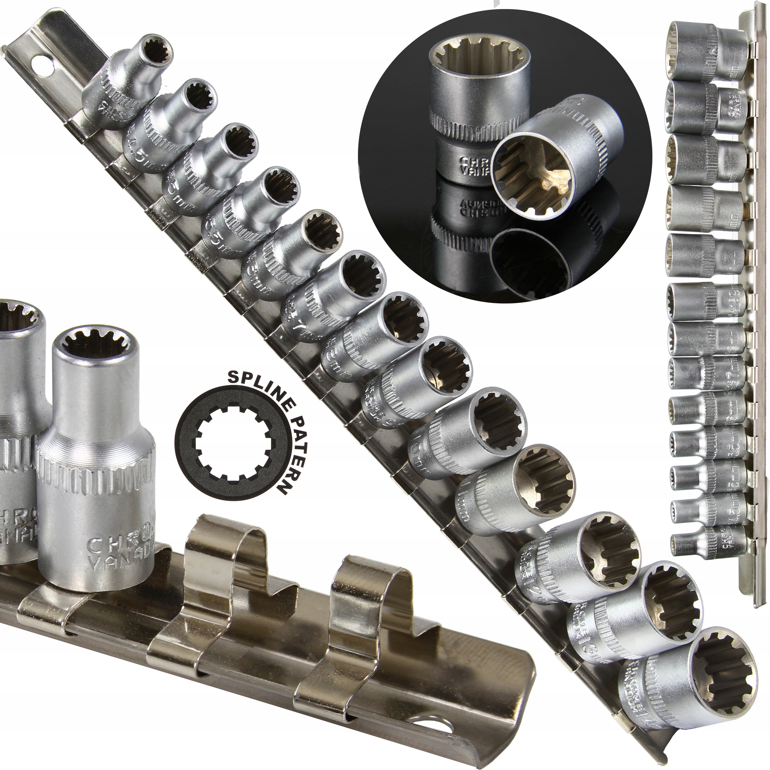 SOCKET WRENCHES SPLINE SOCKETS 1/4 RAILS 13el 4-14mm