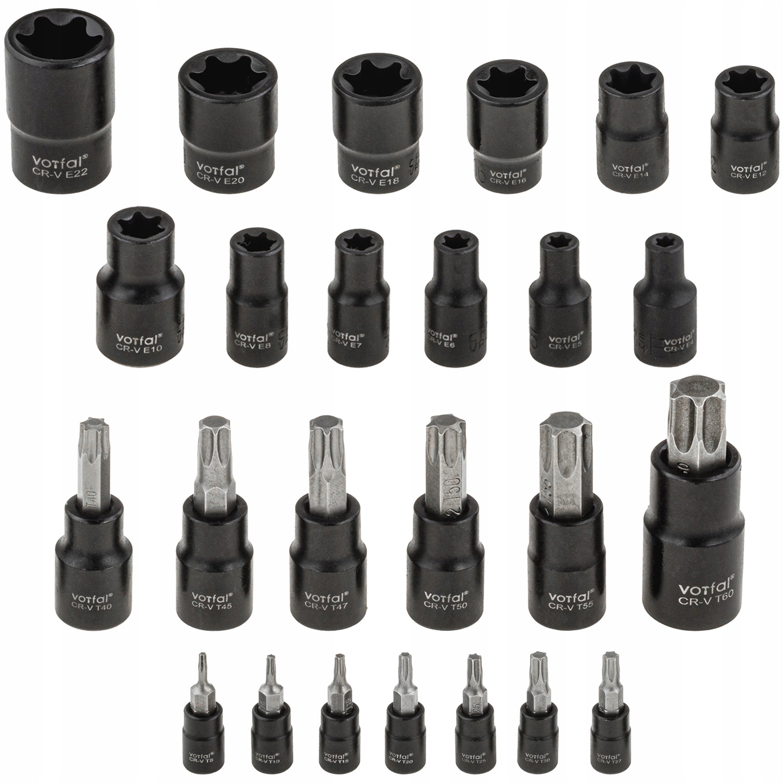 SOCKET WRENCHES TORX BITS INTERNAL 25 EL E-TORX 1/4″ 3/8″ 1/2″CRV Brand Vorfal