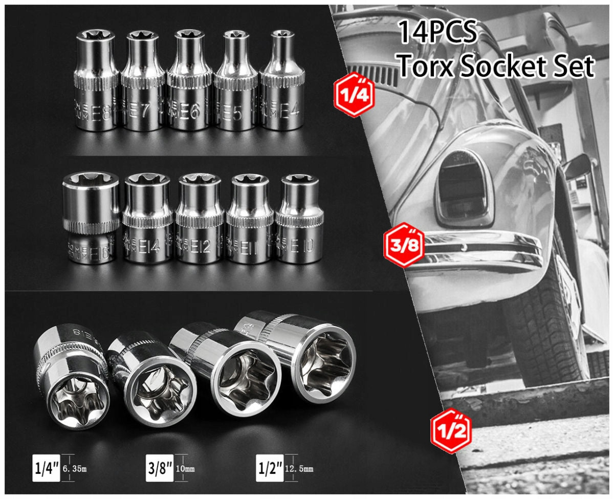 SOCKET WRENCHES TORX E4 - E24 INNER CAPS E-TORX 1/4 3/8 1/2 Packaging status original