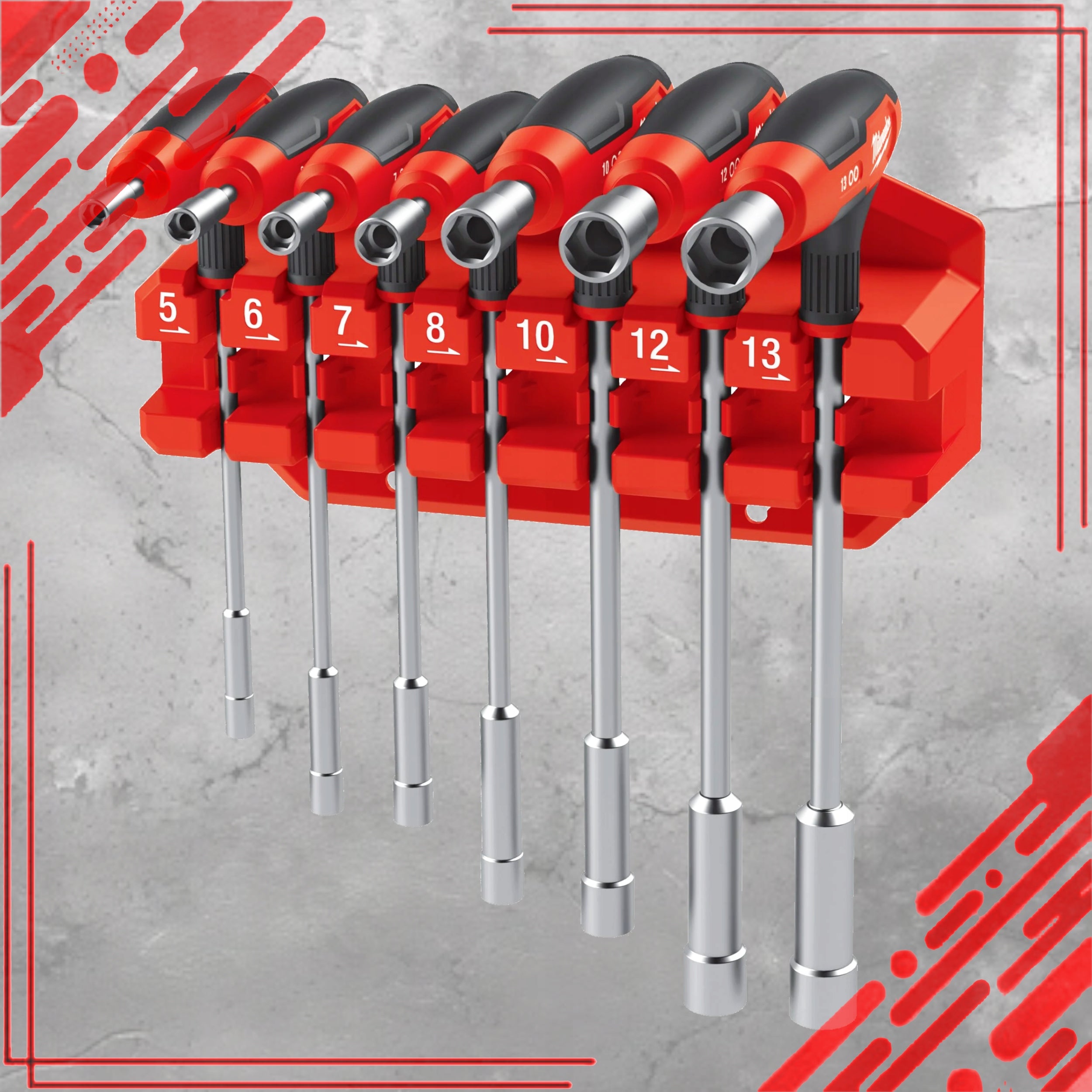 SOCKET WRENCHES WITH HANDLE SET OF 7 PIECES SET OF 5-13MM KEY MILWAUKEE Packaging status original