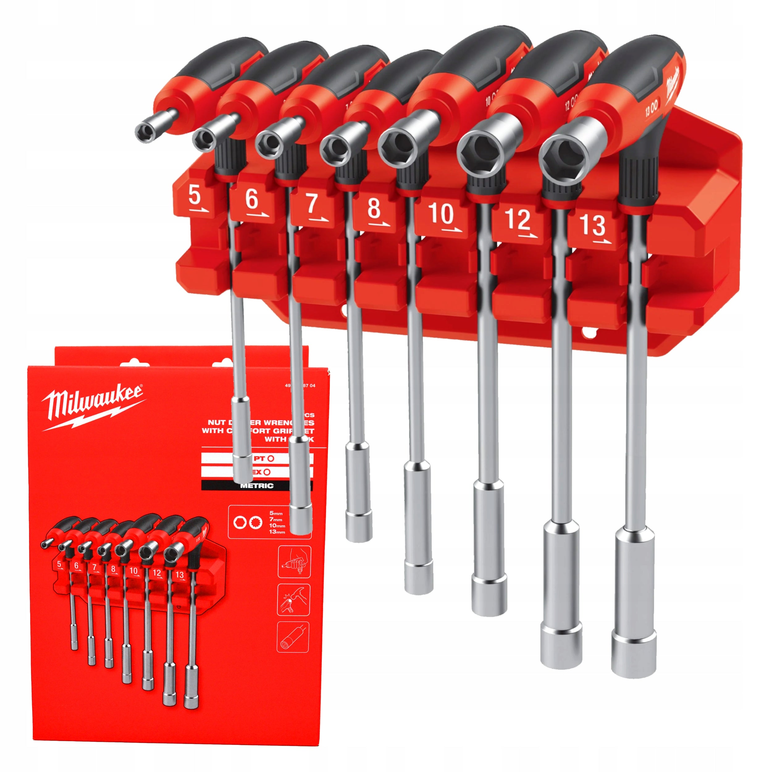SOCKET WRENCHES WITH HANDLE SET OF 7 PIECES SET OF 5-13MM KEY MILWAUKEE