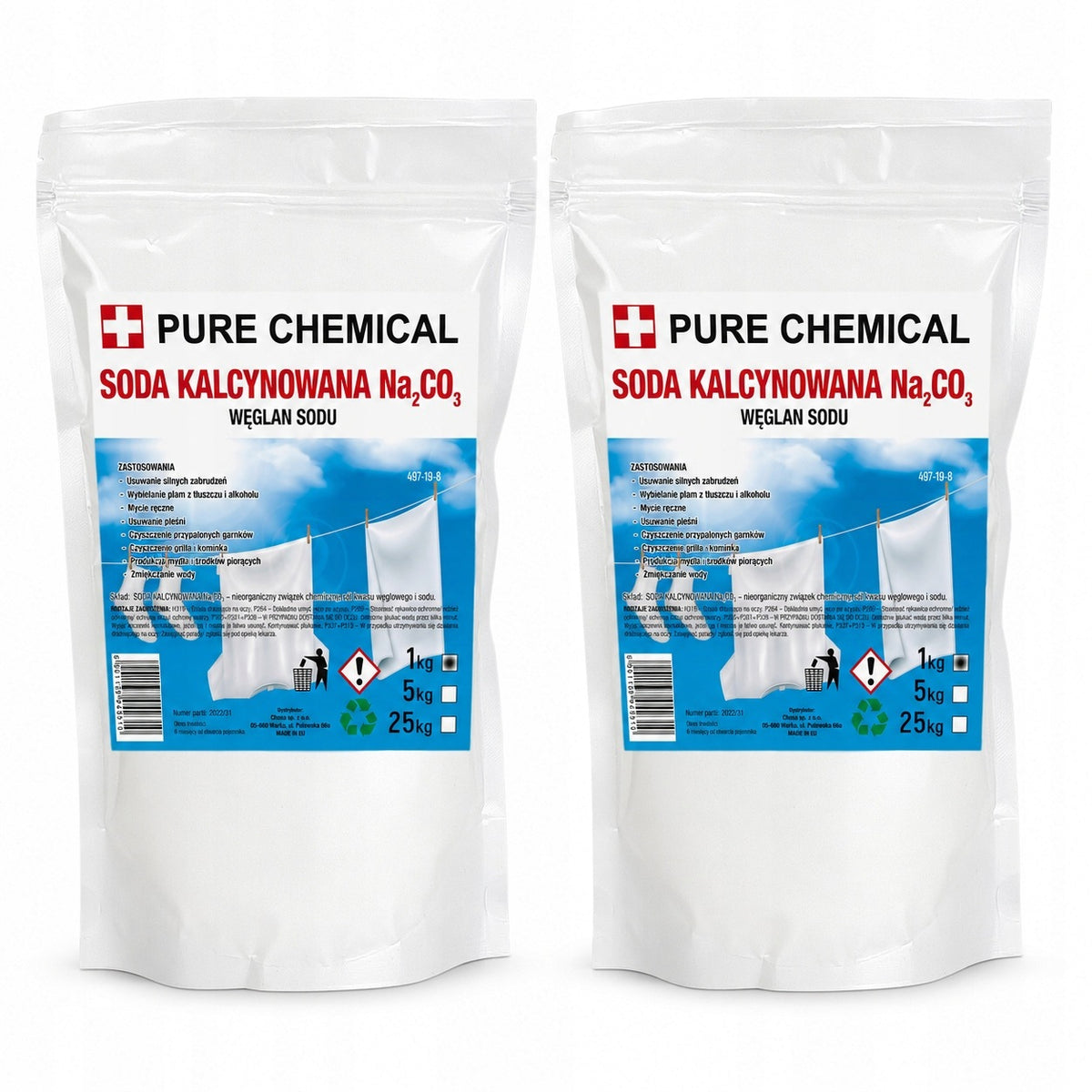 SODA CALCINED SODIUM CARBONATE 2x1KG FOR WASHING FOR CLEANING