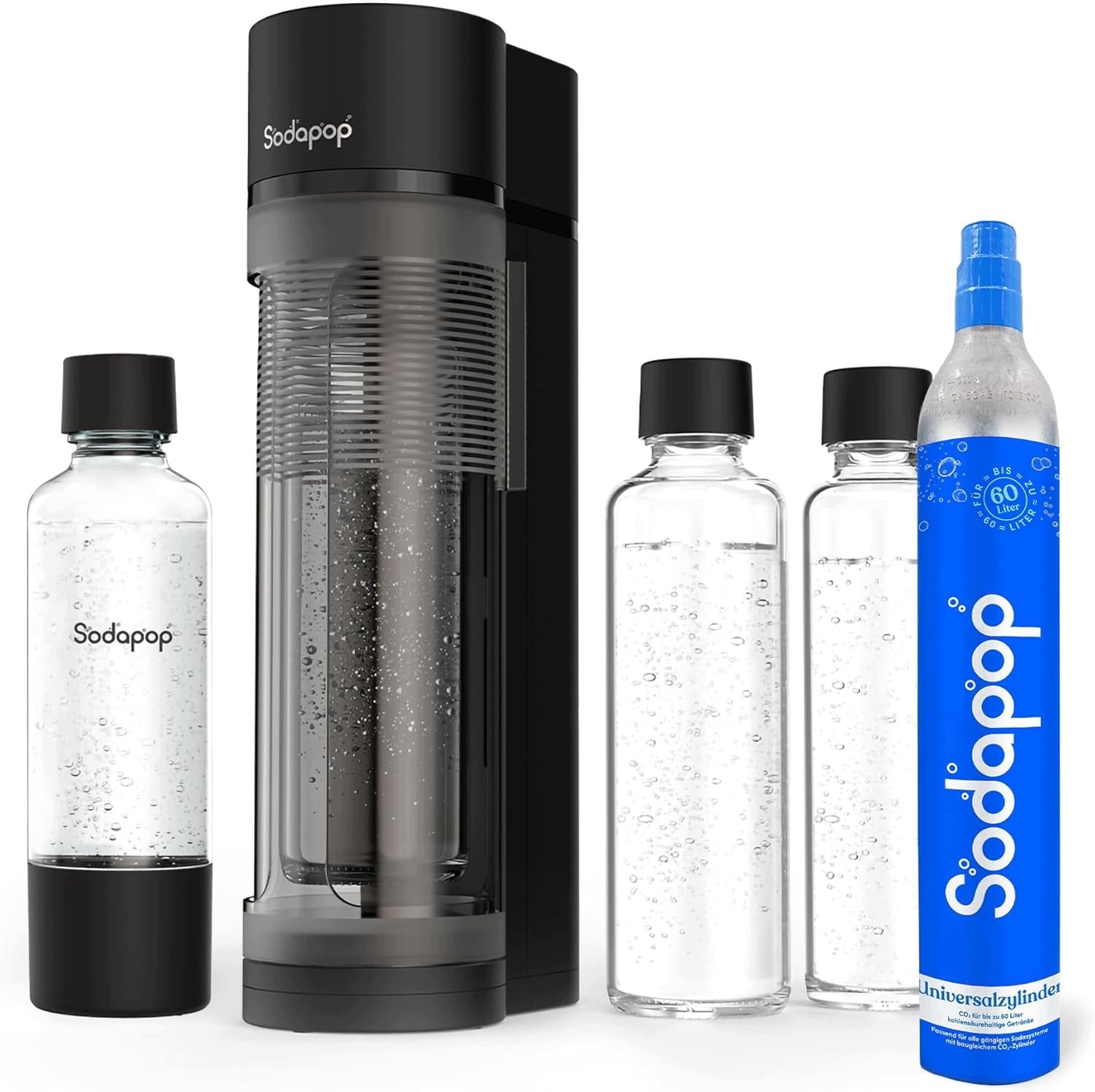 SODAPOP LOGAN SATURATOR CO2 SET OF 3 BOTTLES MATT BLACK 42,6 CM