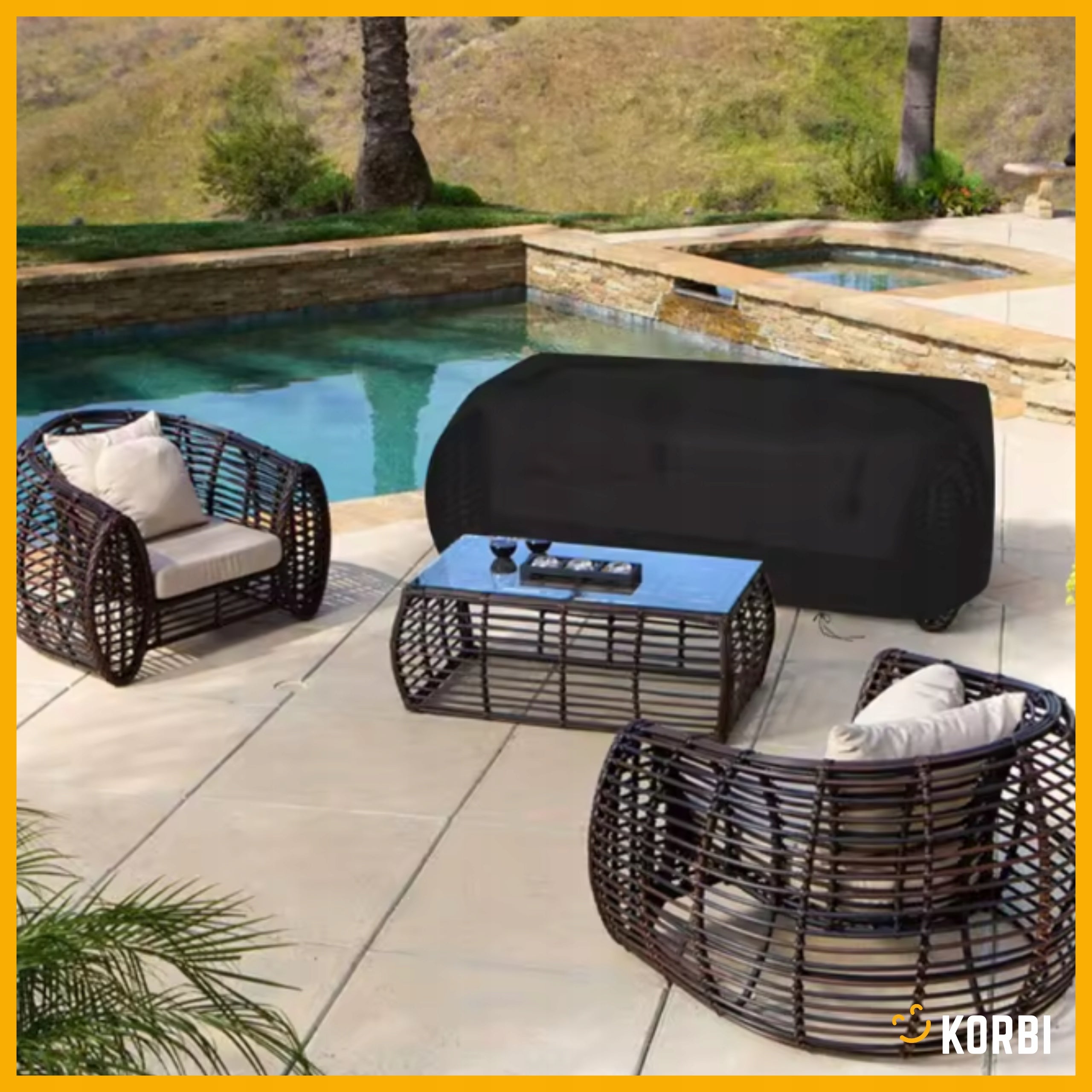 SOFA COVER GARDEN BENCH WATERPROOF TARPAULIN BLACK Length 69 cm