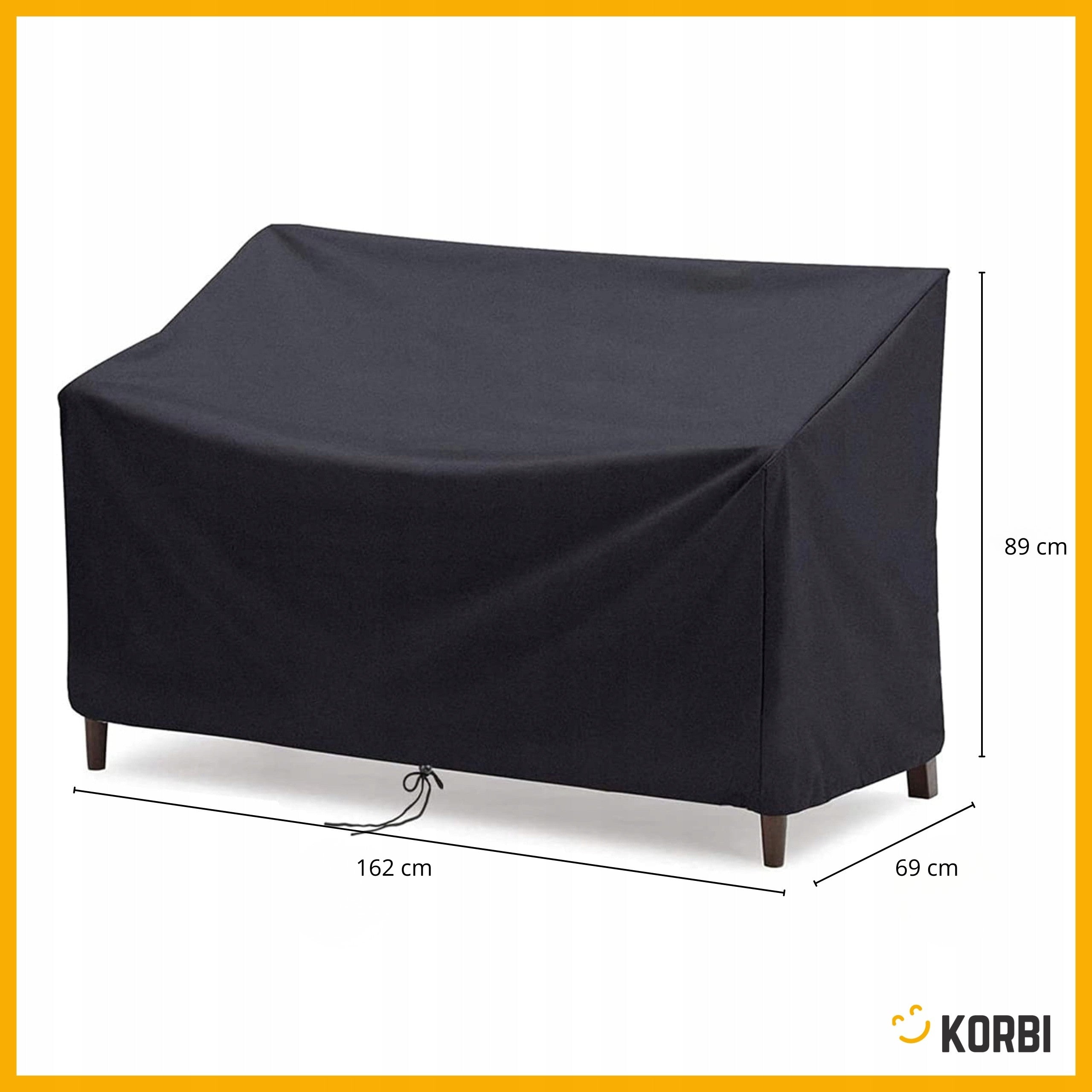 SOFA COVER GARDEN BENCH WATERPROOF TARPAULIN BLACK Manufacturer Korbi