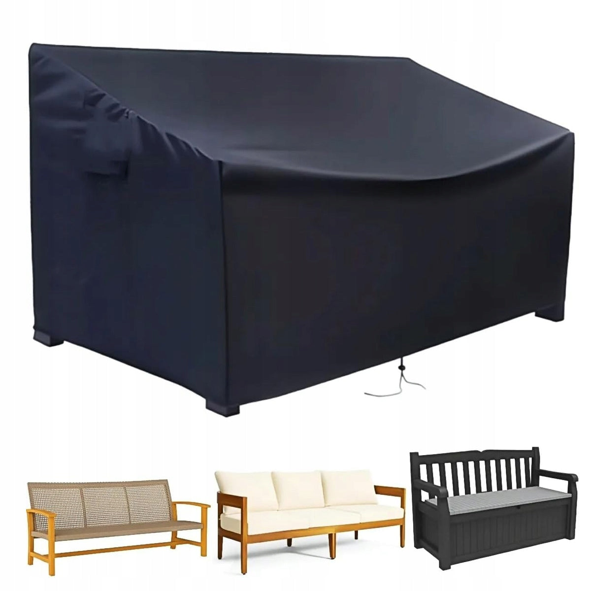 SOFA COVER GARDEN BENCH WATERPROOF TARPAULIN BLACK