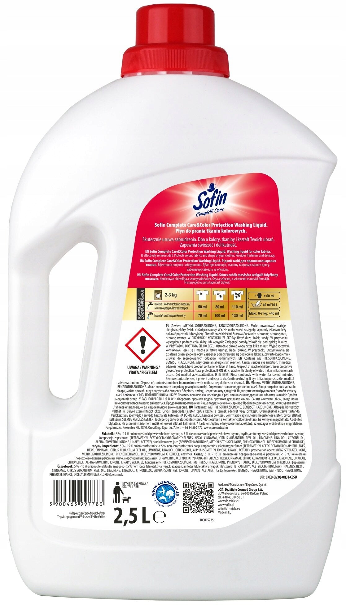 SOFIN Complite Care Color Protection Washing Liquid 2500 ml Use for mixed colors