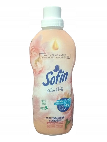 SOFIN LIQUID FABRIC SOFTENER CONCENTRATE FLOWER FLUFF 45 WASHES WITH DE