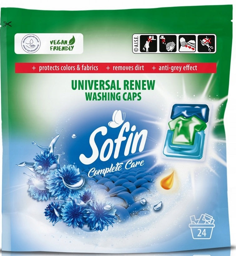 SOFIN WASHING GEL CAPSULES for light and white fabrics UNIVERSAL 24PCS