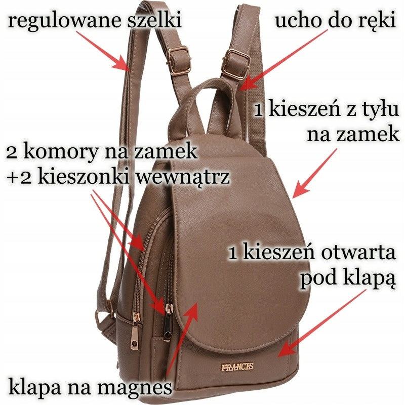 SOFT BACKPACK WOMEN'S TWO-CHAMBER BACKPACK khaki Brand no brand