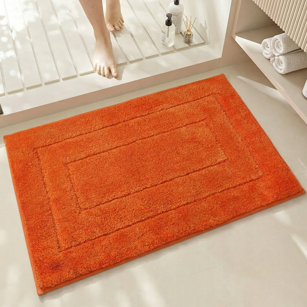 SOFT BATHROOM RUG NON-SLIP 50x80cm ORANGE PLUSH MAT Manufacturer code 07199038