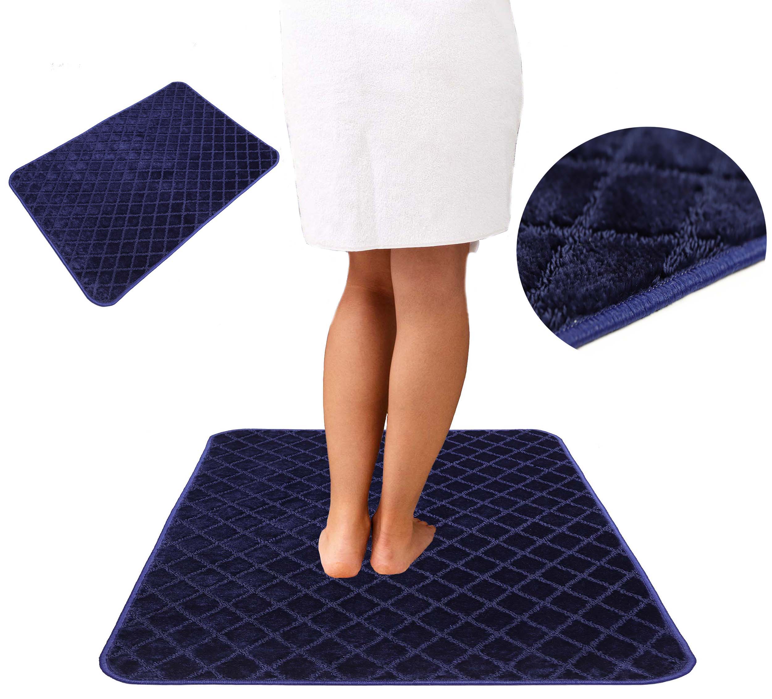 SOFT BATHROOM RUG NON-SLIP FASHIONABLE NAVY BLUE 80X120 cm