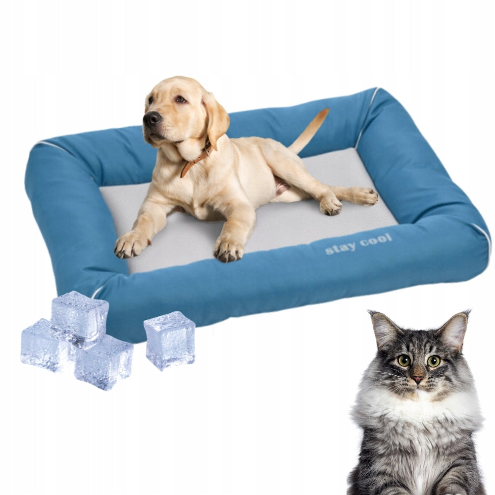 SOFT BED WITH COOLING MAT FOR CAT DOG LARGE YEAR-ROUND 76 x 53 cm