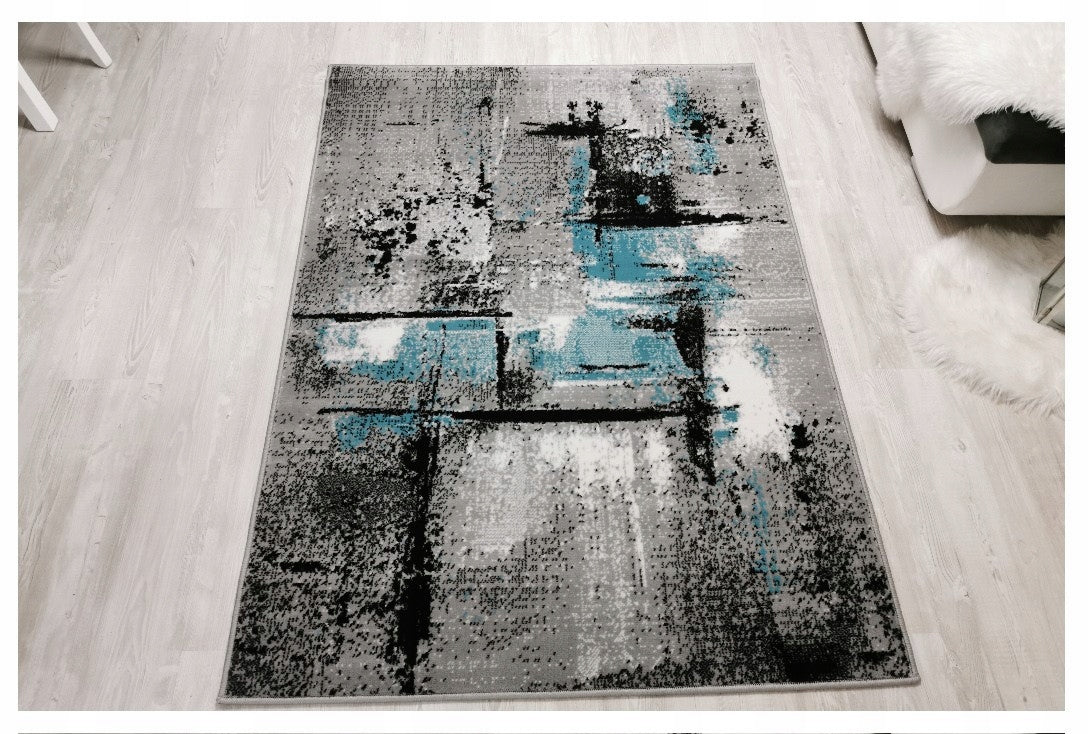 SOFT CARPET 160X230 CM NEW IDEA MARBLE TURQUOISE 3193BS22 FOR LIVING ROOM Length 230 cm