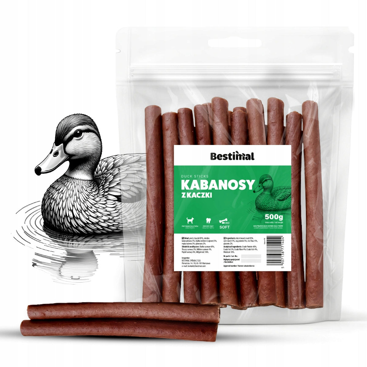 SOFT DUCK STICKS 500g KABANOSY STICKS TREATS FOR DOG FLAVORS