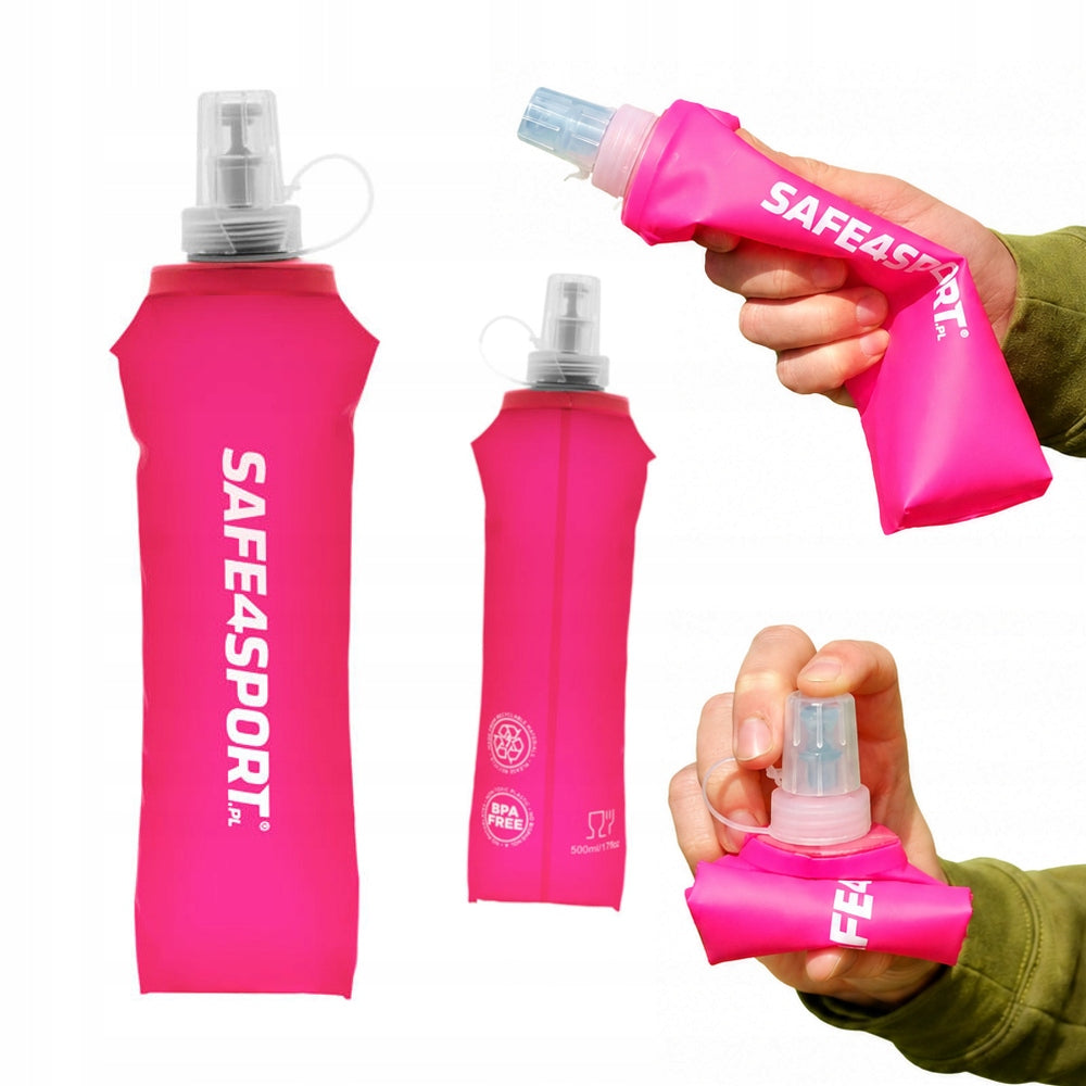 SOFT FLASK 500 ml SOFT BOTTLE FOLDING SOFT WATER BOTTLE pink
