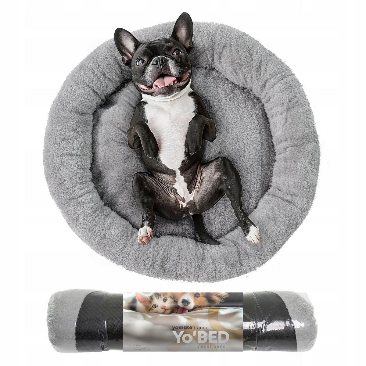 SOFT HAIRY BED FOR SMALL DOG / PILLOW / ROUND / 50cm