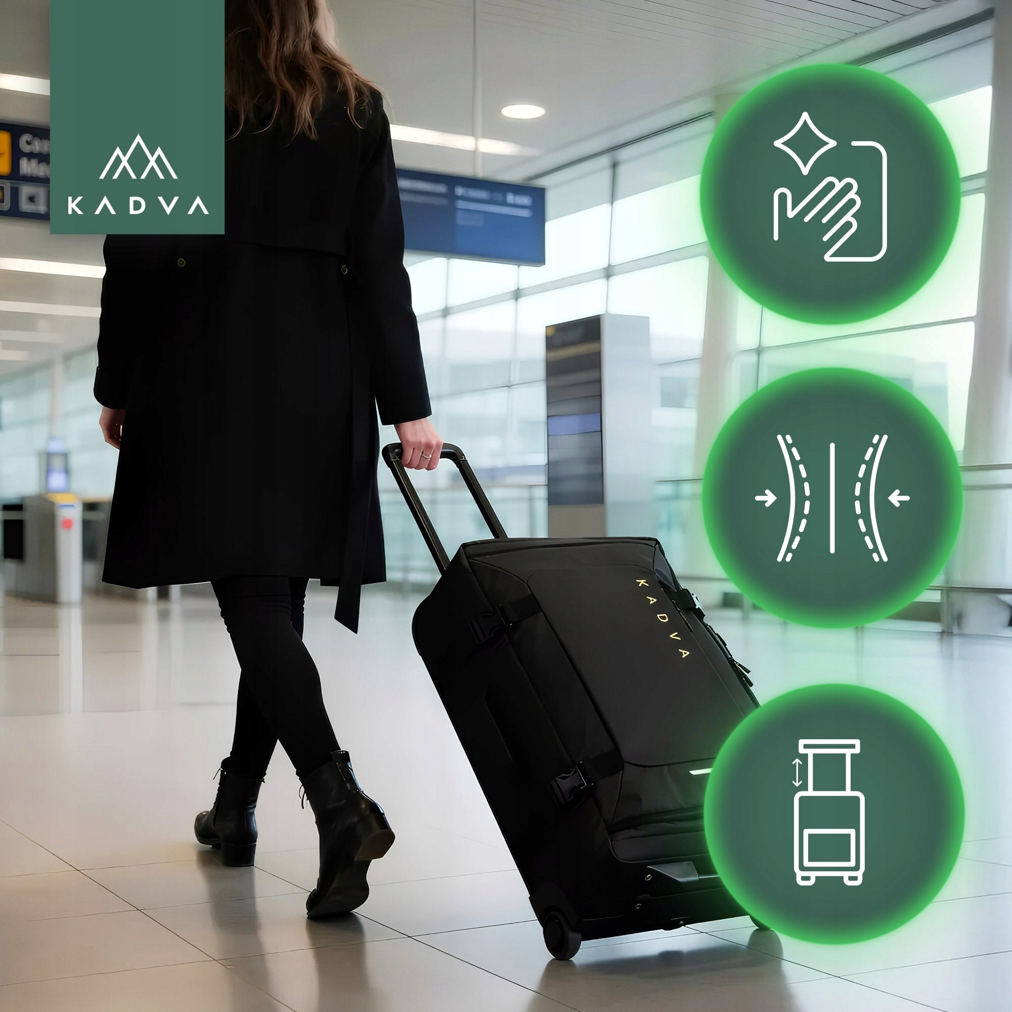 SOFT MATERIAL Travel case KADVA Lazio 102L black CIRCLES BLACK Brand Kadva