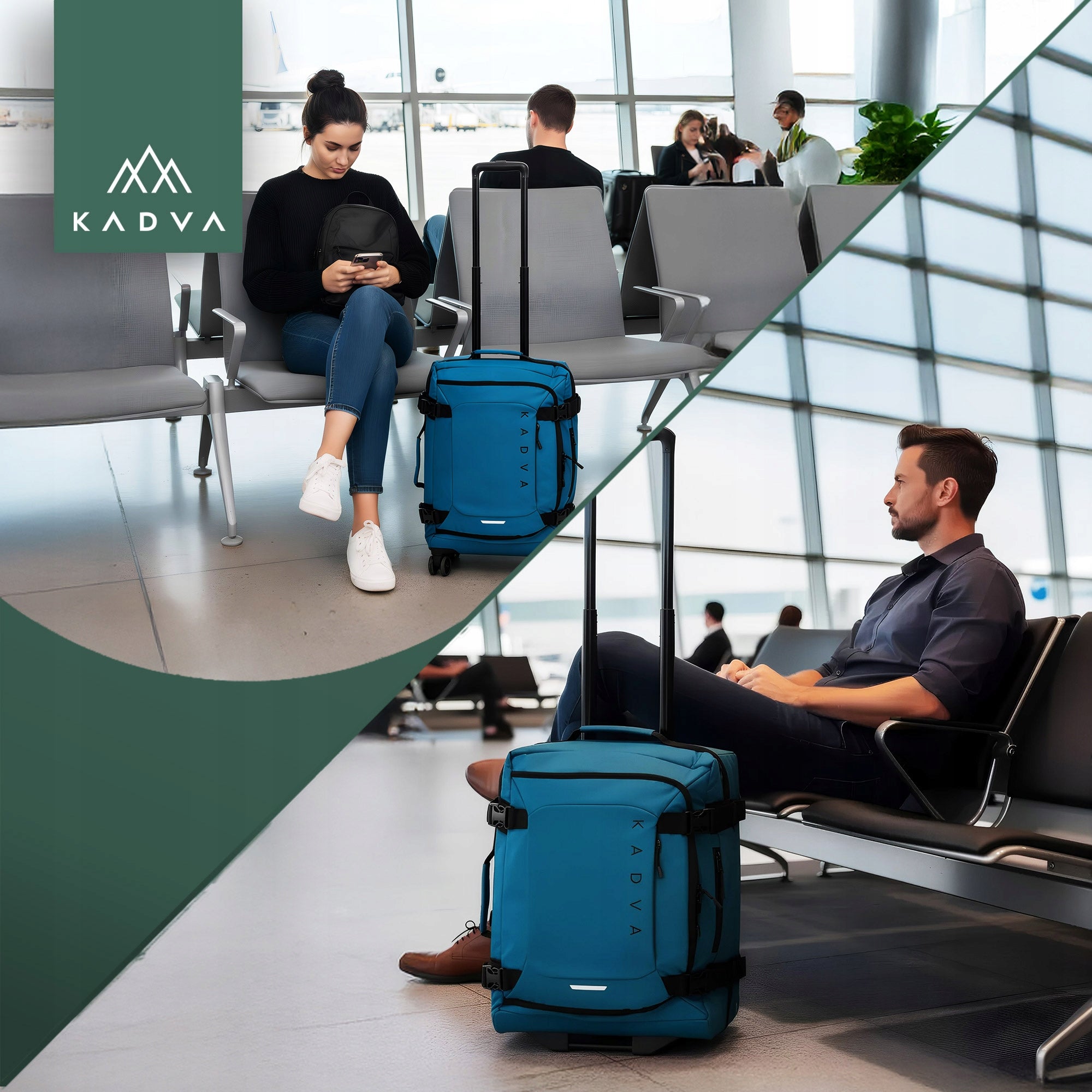 SOFT MATERIAL Travel case KADVA Lazio 44 L black CIRCLES BLUE Height 50 cm