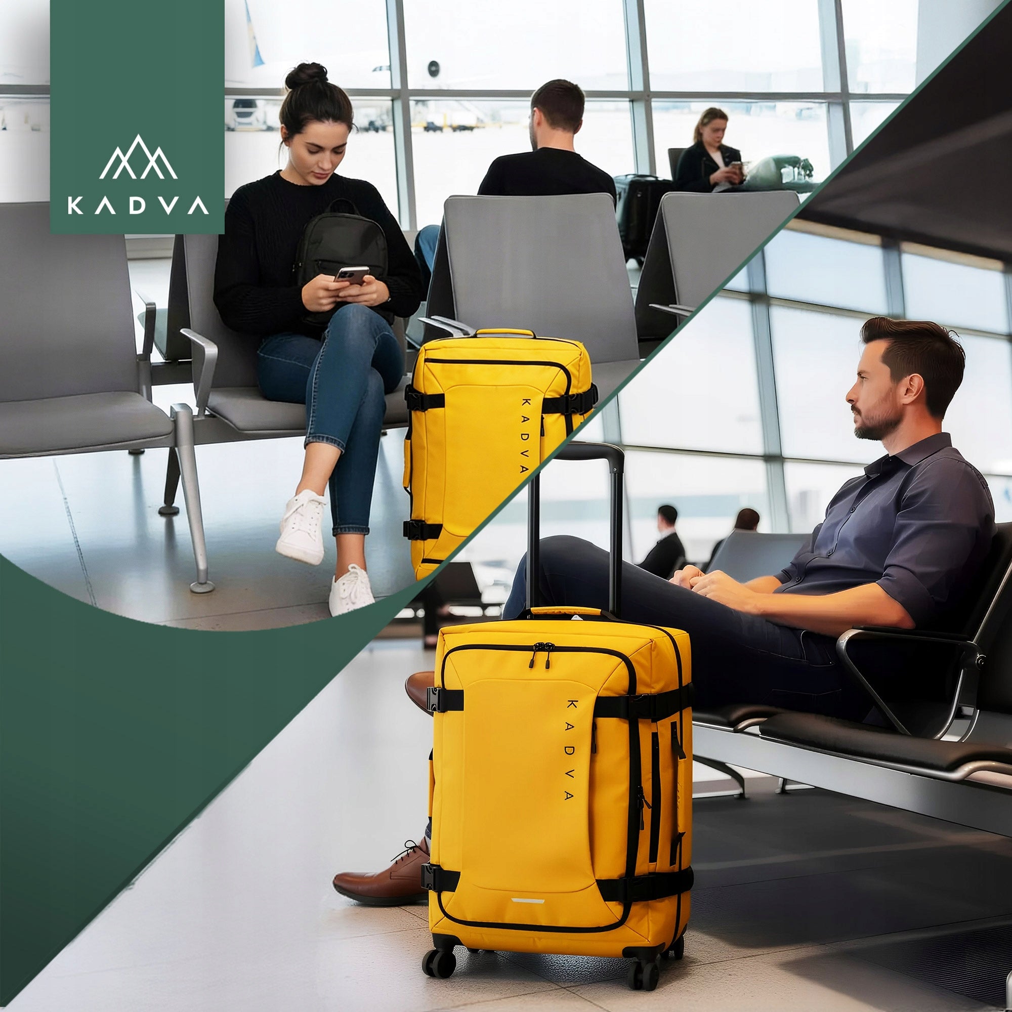SOFT MATERIAL Travel case KADVA Lazio 74 L black CIRCLES YELLOW Width (longer edge) 41 cm