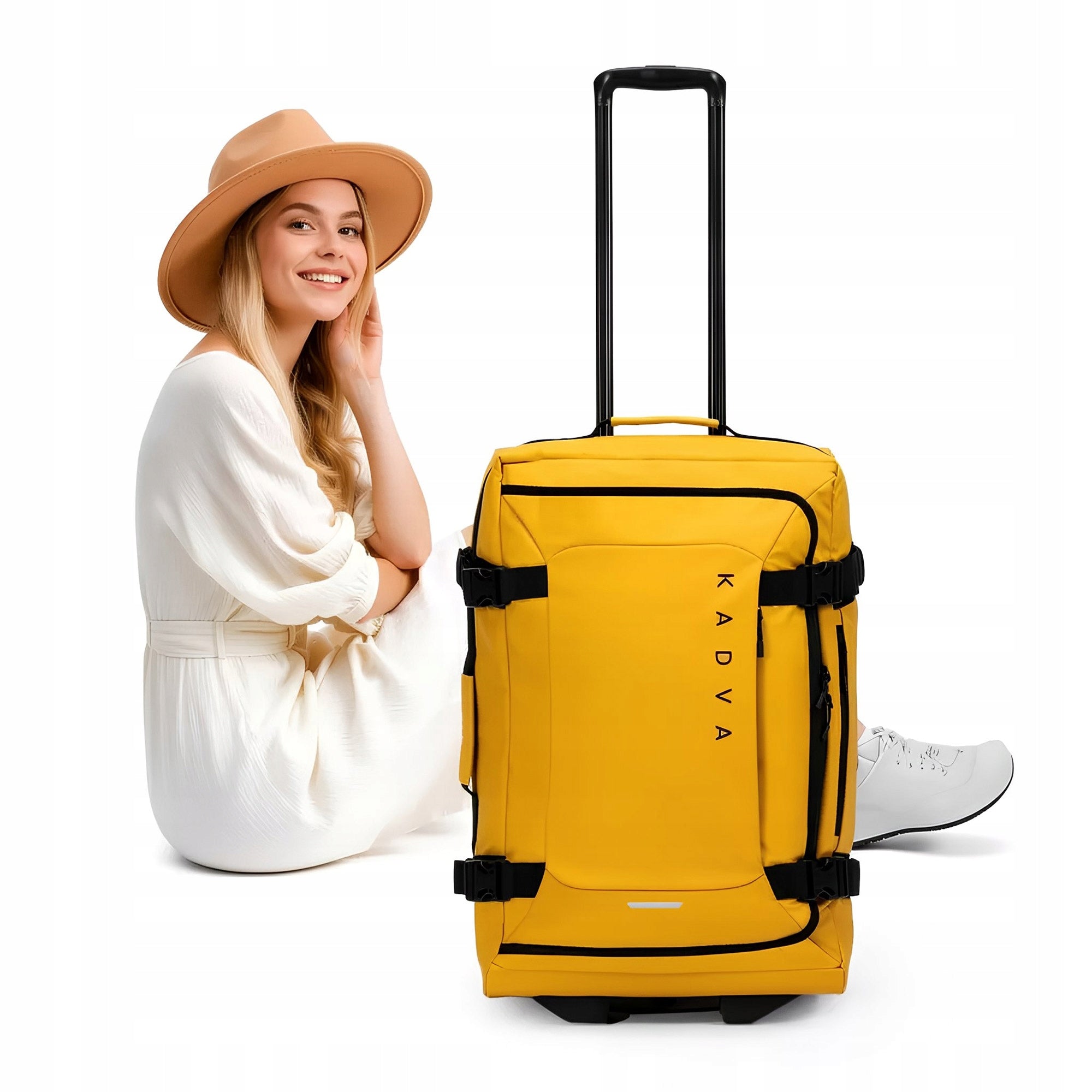 SOFT MATERIAL Travel case KADVA Lazio 74 L black CIRCLES YELLOW