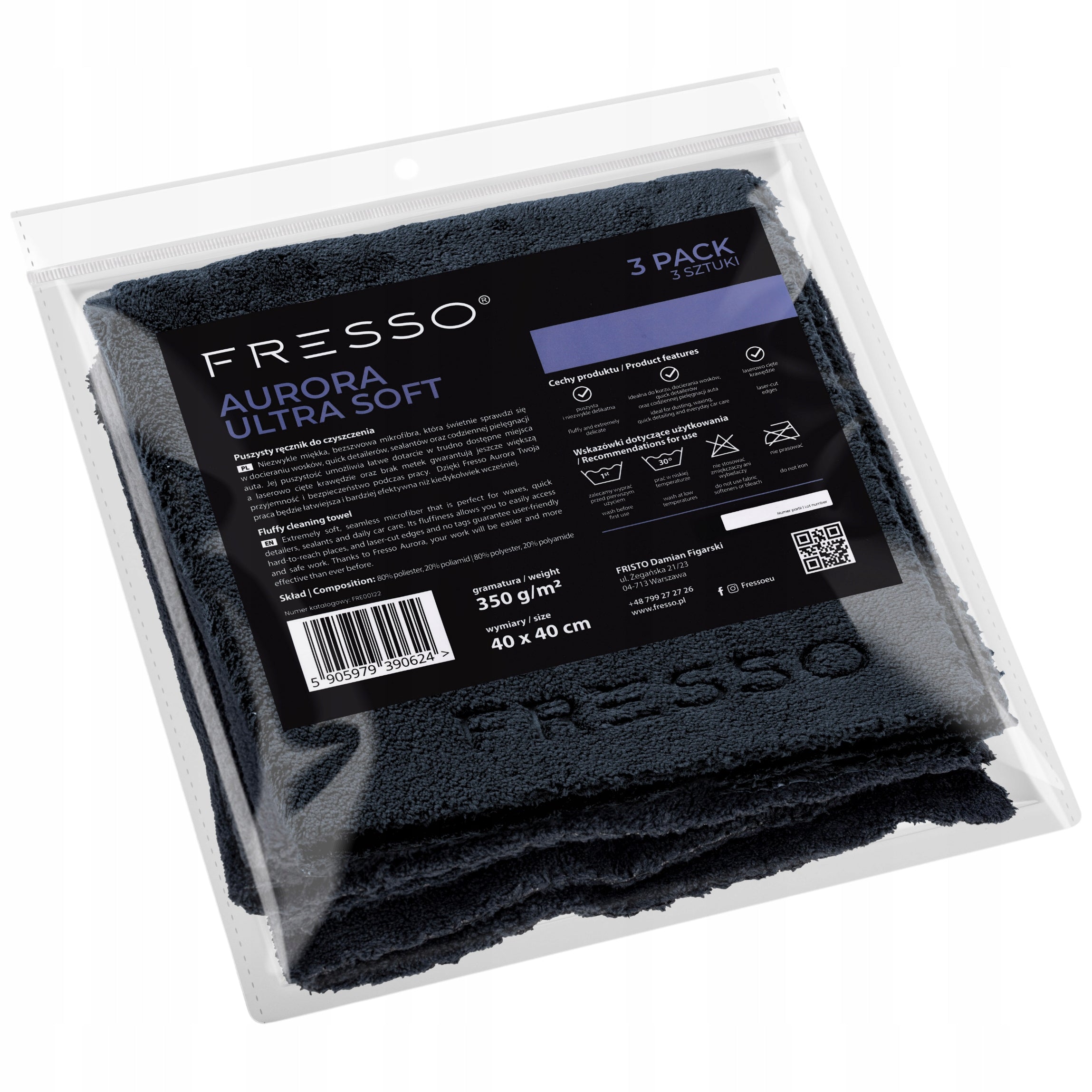 SOFT MICROFIBER FOR CAR Fresso Aurora Ultra Soft 3 Pack 40x40 Seamless