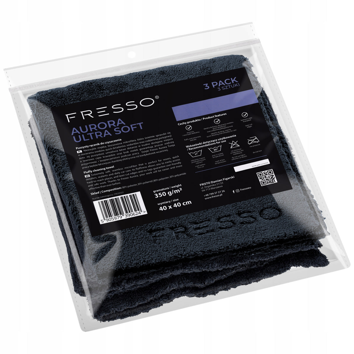 SOFT MICROFIBER FOR CAR Fresso Aurora Ultra Soft 3 Pack 40x40 Seamless