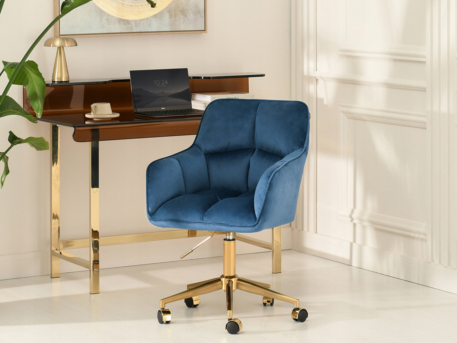 SOFT SWIVEL CHAIR HEIGHT ADJUSTABLE NAVY BLUE VELOUR ISLA GOLD LEG Manufacturer code 5907698680574