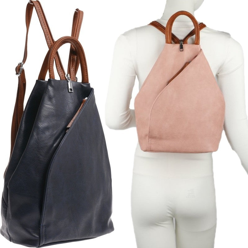 SOFT WOMEN'S BACKPACK AND BAG 2IN1 ECO LEATHER blue
