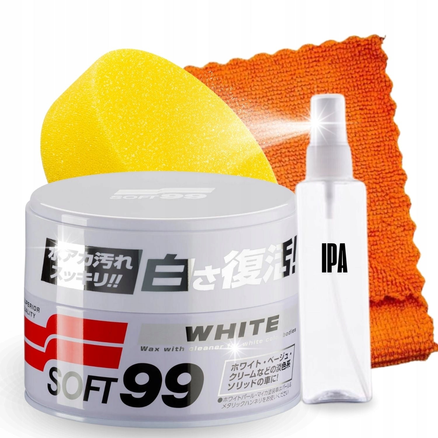 SOFT99 White Wax 350g Wax for light varnishes SET
