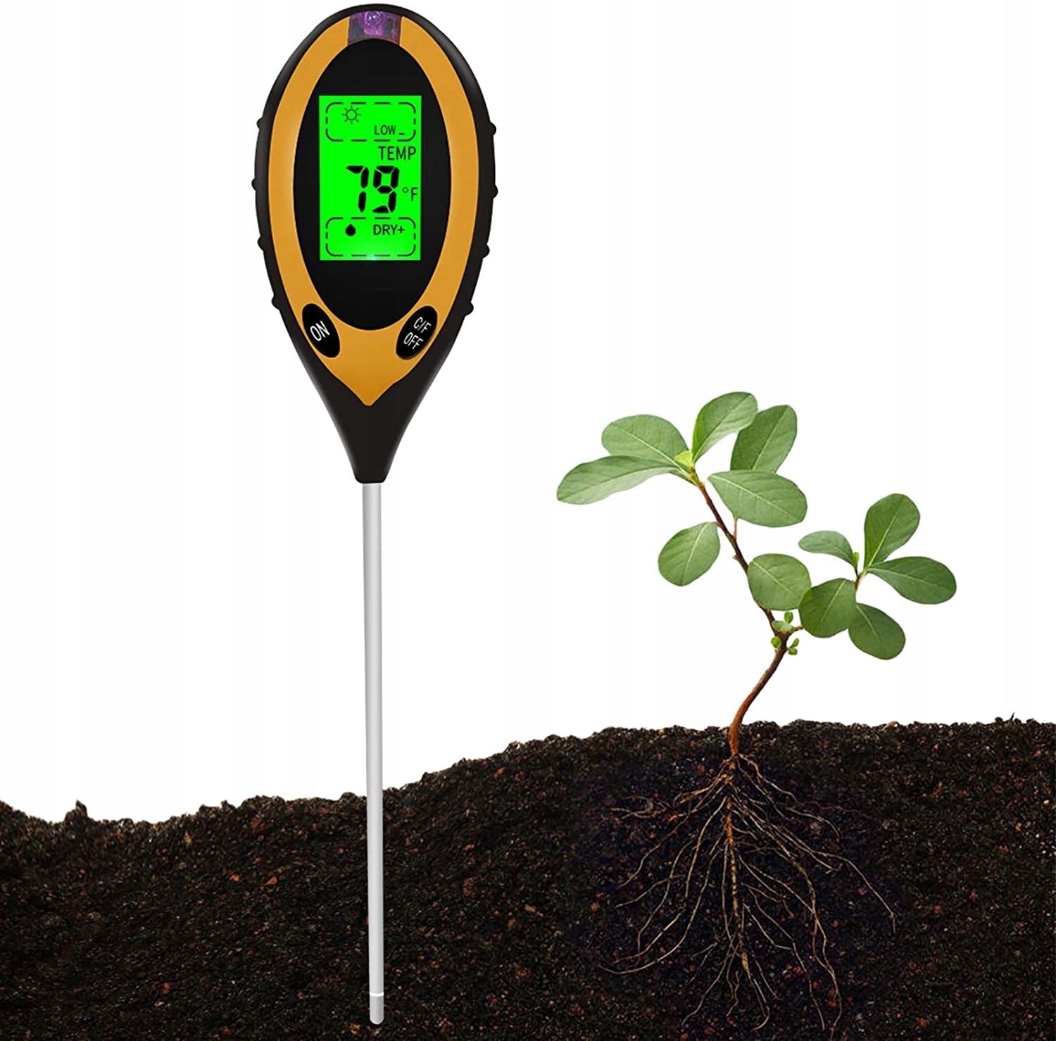 SOIL ACID METER TESTER SOIL PH METER GARDENING GROUND 4in1 Power supply batteries